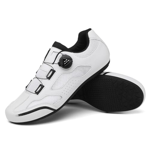 Mateju Fahrradschuhe für Herren und Damen, Rennrad und Schuhe mit Gummisohle rutschfeste Atmungsaktive No-Lock MTB Fahrradschuhe Unisex Radsportschuhe Draussen (6072 Weiß,44) von Mateju