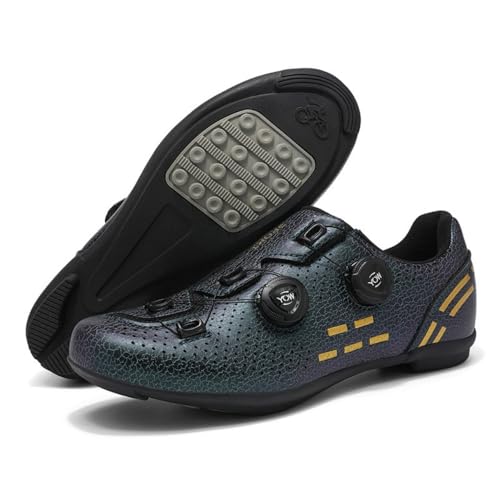 Mateju Fahrradschuhe für Herren und Damen, Rennrad und Schuhe mit Gummisohle rutschfeste Atmungsaktive No-Lock MTB Fahrradschuhe Unisex Radsportschuhe Draussen (Schwarz Grün,43) von Mateju
