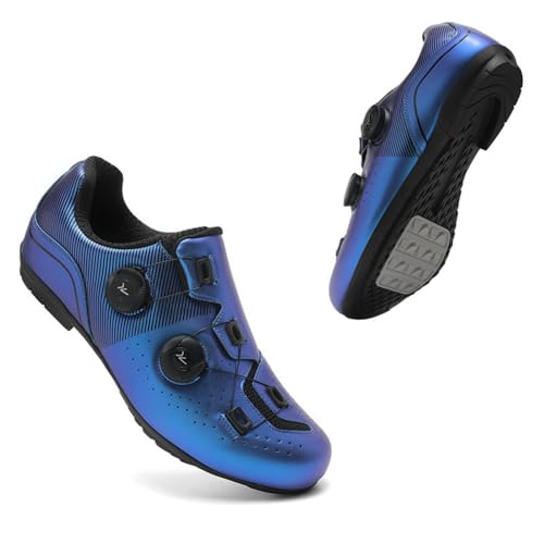 Mateju Fahrradschuhe für Herren und Damen, Rennrad und Schuhe mit Gummisohle rutschfeste Atmungsaktive No-Lock MTB Fahrradschuhe Unisex Radsportschuhe Draussen -Modell-A5 (Blau,37) von Mateju