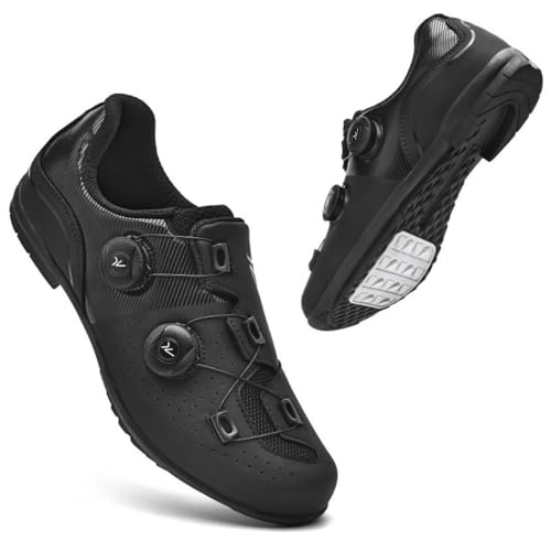 Mateju Fahrradschuhe für Herren und Damen, Rennrad und Schuhe mit Gummisohle rutschfeste Atmungsaktive No-Lock MTB Fahrradschuhe Unisex Radsportschuhe Draussen -Modell-A5 (Schwarz,37) von Mateju