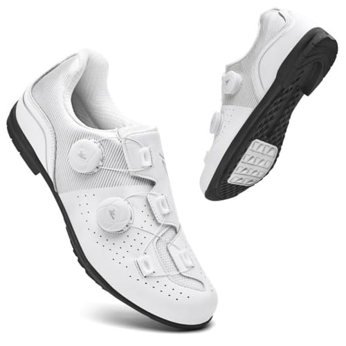 Mateju Fahrradschuhe für Herren und Damen, Rennrad und Schuhe mit Gummisohle rutschfeste Atmungsaktive No-Lock MTB Fahrradschuhe Unisex Radsportschuhe Draussen -Modell-A5 (Weiß,42) von Mateju