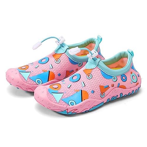 Mateju Kinder Badeschuhe, Mädchen Jungen Barfußschuhe Aquaschuhe Schwimmschuhe Wasserschuhe rutschfeste Schnell Trocknend Leichte Atmungsaktive Strandschuhe für Beach Pool, Geometrische Muster von Mateju