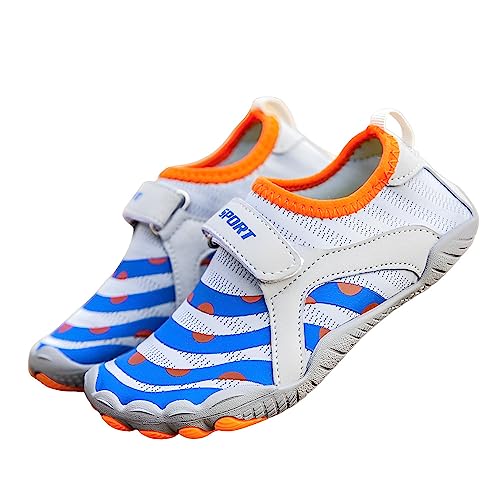 Mateju Kinder Badeschuhe, Mädchen Jungen Barfußschuhe Aquaschuhe Schwimmschuhe Wasserschuhe rutschfeste Schnell Trocknend Leichte Velcro Atmungsaktive Strandschuhe für Pool Beach von Mateju