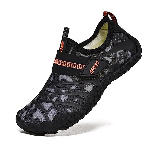 Mateju Kinder Badeschuhe, Mädchen Jungen Velcro Barfußschuhe Aquaschuhe Schwimmschuhe Wasserschuhe rutschfeste Schnell Trocknend Leichte Atmungsaktive Strandschuhe für Pool Beach von Mateju