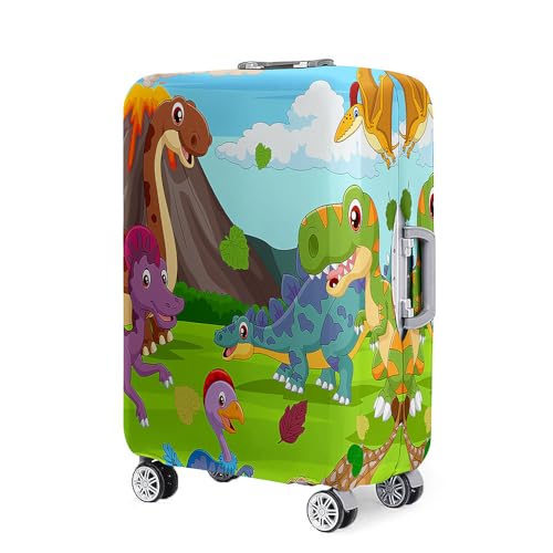 Mateju Kofferschutzhülle 18-32 Zoll Elastisch Kofferhülle, 3D Cartoon-Kinder Cover Reisekoffer Hülle Trolley Case Schutzhülle Luggage Cover Waschbare Staubdichte Kofferbezug (Dinosaurier,L) von Mateju