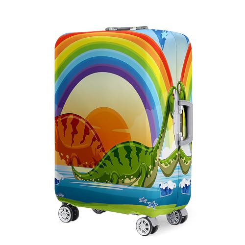 Mateju Kofferschutzhülle 18-32 Zoll Elastisch Kofferhülle, 3D Cartoon-Kinder Cover Reisekoffer Hülle Trolley Case Schutzhülle Luggage Cover Waschbare Staubdichte Kofferbezug (Regenbogen,L) von Mateju