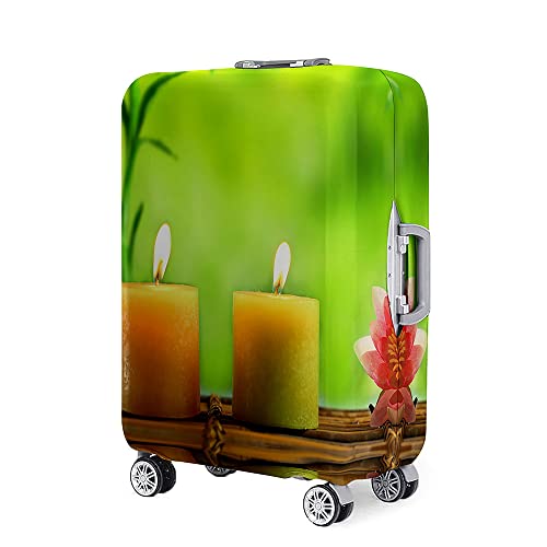 Mateju Kofferschutzhülle 18-32 Zoll Elastisch Kofferhülle, 3D Romantische Kerzen Cover Reisekoffer Hülle Trolley Case Schutzhülle Luggage Cover Waschbare Staubdichte Kofferbezug (Grün,L) von Mateju