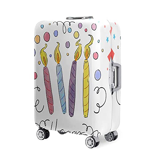 Mateju Kofferschutzhülle 18-32 Zoll Elastisch Kofferhülle, 3D Romantische Kerzen Cover Reisekoffer Hülle Trolley Case Schutzhülle Luggage Cover Waschbare Staubdichte Kofferbezug (Karikatur,L) von Mateju