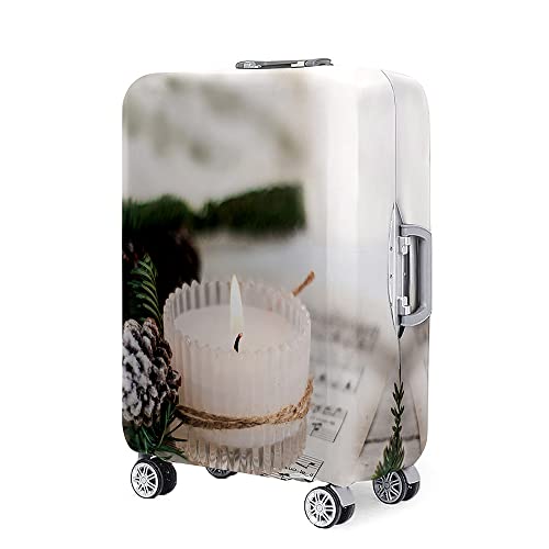 Mateju Kofferschutzhülle 18-32 Zoll Elastisch Kofferhülle, 3D Romantische Kerzen Cover Reisekoffer Hülle Trolley Case Schutzhülle Luggage Cover Waschbare Staubdichte Kofferbezug (Kerzenlicht,M) von Mateju