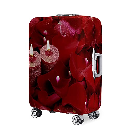 Mateju Kofferschutzhülle 18-32 Zoll Elastisch Kofferhülle, 3D Romantische Kerzen Cover Reisekoffer Hülle Trolley Case Schutzhülle Luggage Cover Waschbare Staubdichte Kofferbezug (Rose,M) von Mateju