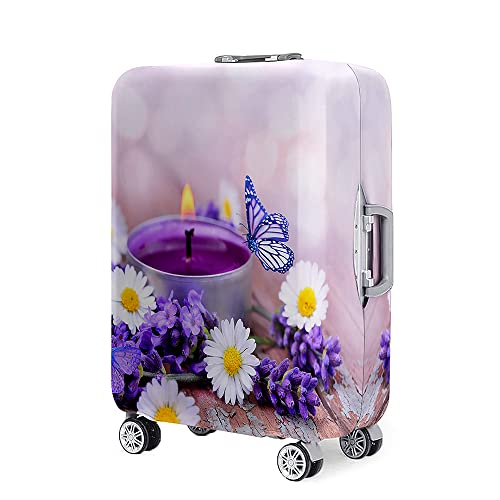 Mateju Kofferschutzhülle 18-32 Zoll Elastisch Kofferhülle, 3D Romantische Kerzen Cover Reisekoffer Hülle Trolley Case Schutzhülle Luggage Cover Waschbare Staubdichte Kofferbezug (Violett,L) von Mateju