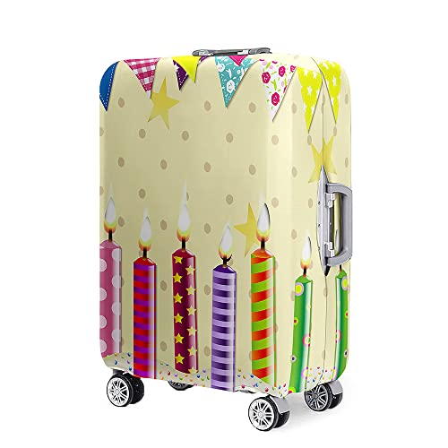 Mateju Kofferschutzhülle 18-32 Zoll Elastisch Kofferhülle, 3D Romantische Kerzen Cover Reisekoffer Hülle Trolley Case Schutzhülle Luggage Cover Waschbare Staubdichte Kofferbezug (Weihnachten,S) von Mateju