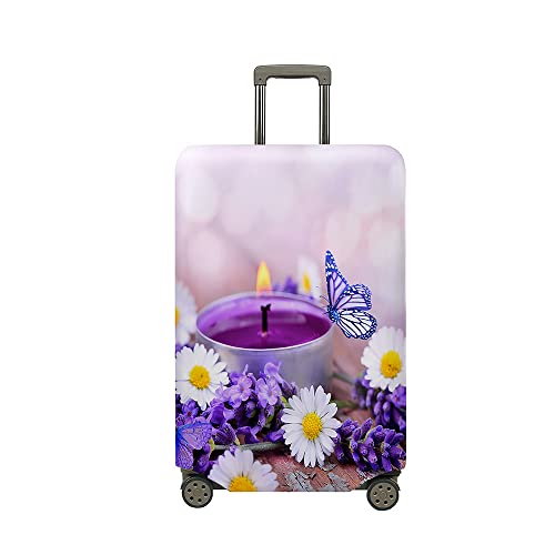 Mateju Kofferschutzhülle Elastisch Kofferhülle, 3D Bunte Kerzen Cover Reisekoffer Hülle Trolley Case Schutzhülle Waschbare Luggage Cover Staubdichte Kofferbezug (Violett,S) von Mateju