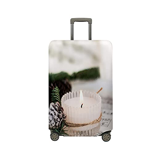 Mateju Kofferschutzhülle Elastisch Kofferhülle, 3D Bunte Kerzen Cover Reisekoffer Hülle Trolley Case Schutzhülle Waschbare Luggage Cover Staubdichte Kofferbezug (Weiße Kerzen,L) von Mateju