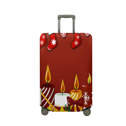 Mateju Kofferschutzhülle Elastisch Kofferhülle, 3D Kerzen Cover Reisekoffer Hülle Trolley Case Schutzhülle Waschbare Luggage Cover Staubdichte Kofferbezug (Rot,M) von Mateju