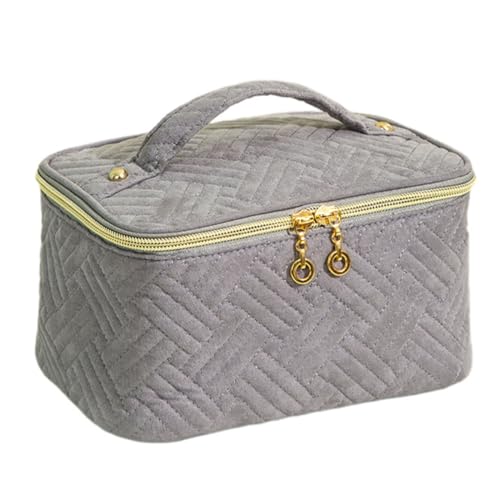 Mateju Kosmetiktasche, Kulturtasche Damen, Tragbare Kulturbeutel, Make up Tasche, Kosmetiktasche Klein mit Reißverschluss, für Mädchen Damen Herren (20.5 * 13.5 * 12CM,Grey) von Mateju