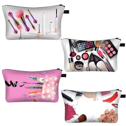 Mateju Make-up-Druck Kosmetiktasche, Kulturtasche Damen, Tragbare Kulturbeutel, Make up Tasche, Kosmetiktasche Klein mit Bunte Muster & Reißverschluss, für Mädchen Damen Herren (Kombination A) von Mateju