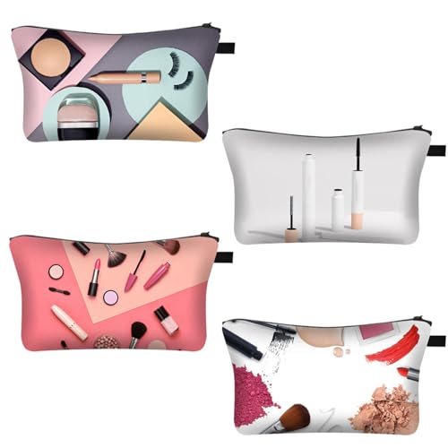 Mateju Make-up-Druck Kosmetiktasche, Kulturtasche Damen, Tragbare Kulturbeutel, Make up Tasche, Kosmetiktasche Klein mit Bunte Muster & Reißverschluss, für Mädchen Damen Herren (Kombination B) von Mateju