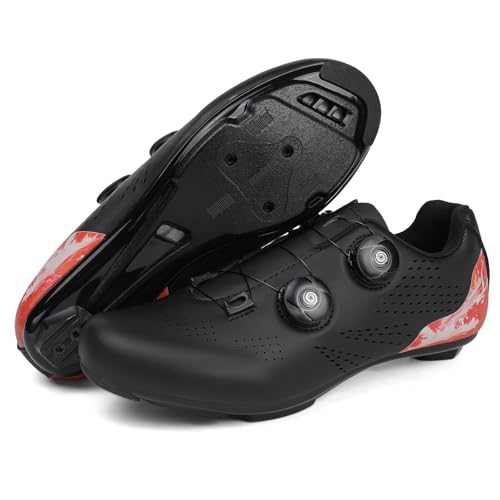 Mateju Rennradschuhe SPD Herren Damen 36-47EU, Fahrradschuhe mit Klicksystem Herren Damen rutschfeste Atmungsaktive für Outdoor Radschuhe (38,SPD Schwarz) von Mateju