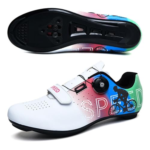 Mateju Rennradschuhe SPD Herren Damen 36-47EU, Fahrradschuhe mit Klicksystem Herren Damen rutschfeste Atmungsaktive für Outdoor Radschuhe (39,3328 Weiß) von Mateju