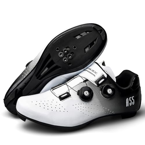 Mateju Rennradschuhe SPD Herren Damen 36-47EU, Fahrradschuhe mit Klicksystem Herren Damen rutschfeste Atmungsaktive für Outdoor Radschuhe (43,2106 Weiß) von Mateju