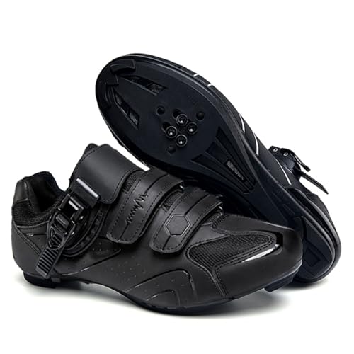 Mateju Rennradschuhe SPD Herren Damen 36-47EU, Fahrradschuhe mit Klicksystem Herren Damen rutschfeste Atmungsaktive für Outdoor Radschuhe (568 Schwarz,43) von Mateju