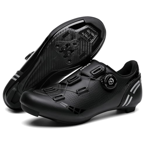 Mateju Rennradschuhe SPD Herren Damen 36-47EU, Fahrradschuhe mit Klicksystem Herren Damen rutschfeste Atmungsaktive für Outdoor Radschuhe (X6 Schwarz,41) von Mateju