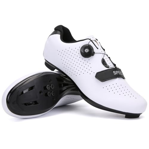 Mateju Rennradschuhe SPD Herren Damen 37-47EU, Fahrradschuhe mit Klicksystem Herren Damen rutschfeste Atmungsaktive für Outdoor Radschuhe (896 Weiß,39) von Mateju