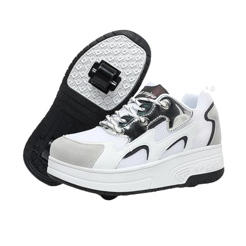 Mateju Schuhe mit Rollen für Jungen Mädchen, Mode Kinder Rollschuhe Schuhe mit Rollen,Outdoor Turnschuhe Versenkbarer, 2-in-1 Roller Schuhe Turnschuhe Skateboardschuhe 34-42 EU von Mateju