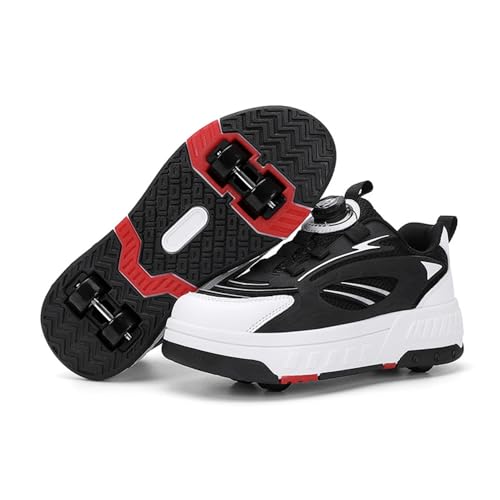 Mateju Schuhe mit Rollen für Jungen Mädchen Kinder Rollschuhe Schuhe mit 4 Rollen Versenkbarer, 2-in-1 Jugend Outdoor Mode Einfach Roller Schuhe Turnschuhe Skateboardschuhe von Mateju