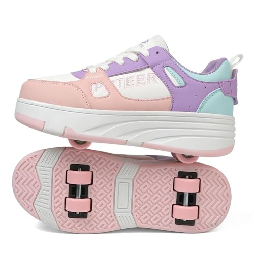 Mateju Schuhe mit Rollen für Kinder - 2-in-1 Skateboardschuhe - Rosa - 34 EU - Unisex - Kinder und Teenager von Mateju