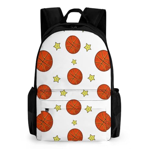 Mateju Schulrucksack, Rucksack Damen Herren, Schulrucksack Teenager, ÉtoileDruck Rucksack Kinder, Kindergarten Leichtgewicht Schulrucksack (Basketball) von Mateju