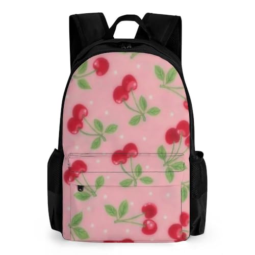 Mateju Schulrucksack, Rucksack Damen Herren, Schulrucksack Teenager, ObstDruck Rucksack Kinder, Leichtgewicht Schulrucksack (Kirsche) von Mateju