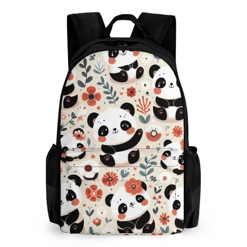 Mateju Schulrucksack, Rucksack Damen Herren, Schulrucksack Teenager, PandaDruck Rucksack Kinder, Leichtgewicht Schulrucksack (Rote Blume) von Mateju