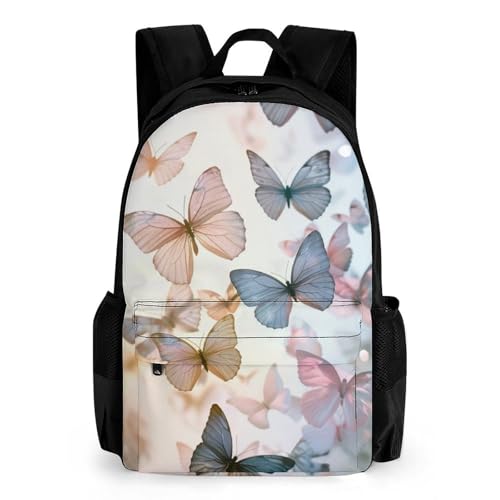 Mateju Schulrucksack, Rucksack Damen Herren, Schulrucksack Teenager, Schmetterlingdruck Rucksack Kinder, Kindergarten Leichtgewicht Schulrucksack (Schmetterling 4) von Mateju