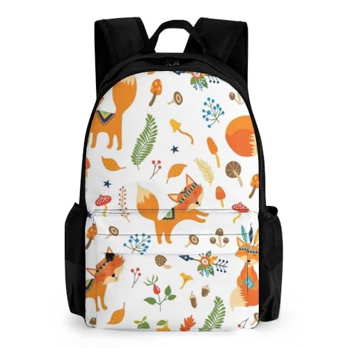 Mateju Schulrucksack, Rucksack Damen Herren, Schulrucksack Teenager, TiertDruck Rucksack Kinder, Leichtgewicht Schulrucksack (Fuchs) von Mateju