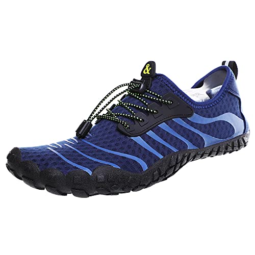 Mateju Unisex Badeschuhe Damen Herren Welligkeit Strandschuhe Sommer Wasserschuhe Aquaschuhe Schnell Trocknend Schwimmschuhe Surfschuhe mit Schnürsenkeln rutschfeste Fitnessschuhe Barfußschuhe von Mateju