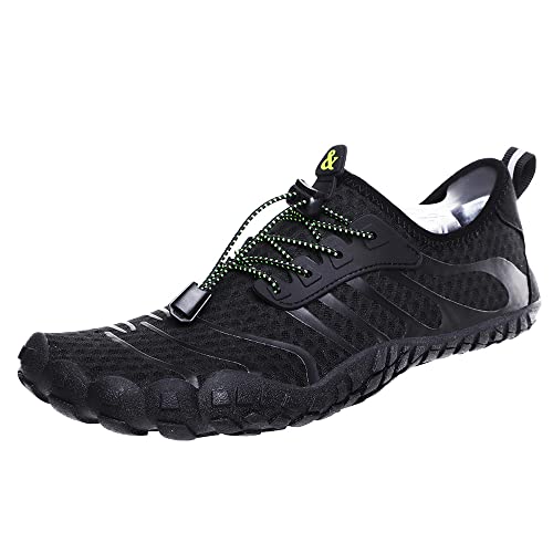 Mateju Unisex Badeschuhe Damen Herren Welligkeit Strandschuhe Sommer Wasserschuhe Aquaschuhe Schnell Trocknend Schwimmschuhe Surfschuhe mit Schnürsenkeln rutschfeste Fitnessschuhe Barfußschuhe von Mateju