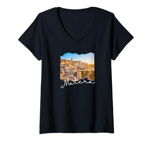 Damen Italien Matera T-Shirt mit V-Ausschnitt Damen Italien Matera T-Shirt mit V-Ausschnitt von Matera Italien Souvenirs
