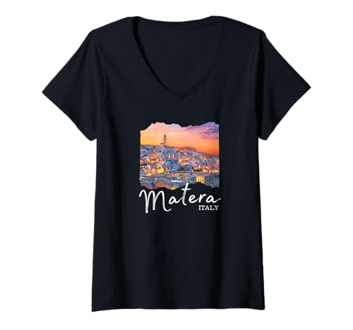 Damen Italien Matera T-Shirt mit V-Ausschnitt Damen Italien Matera T-Shirt mit V-Ausschnitt von Matera Italien Souvenirs