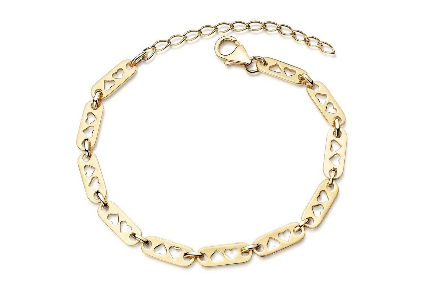 Materia Armband Damen Gold Herzen Plättchen SA-139, Sterlingsilber, vergoldet von Materia