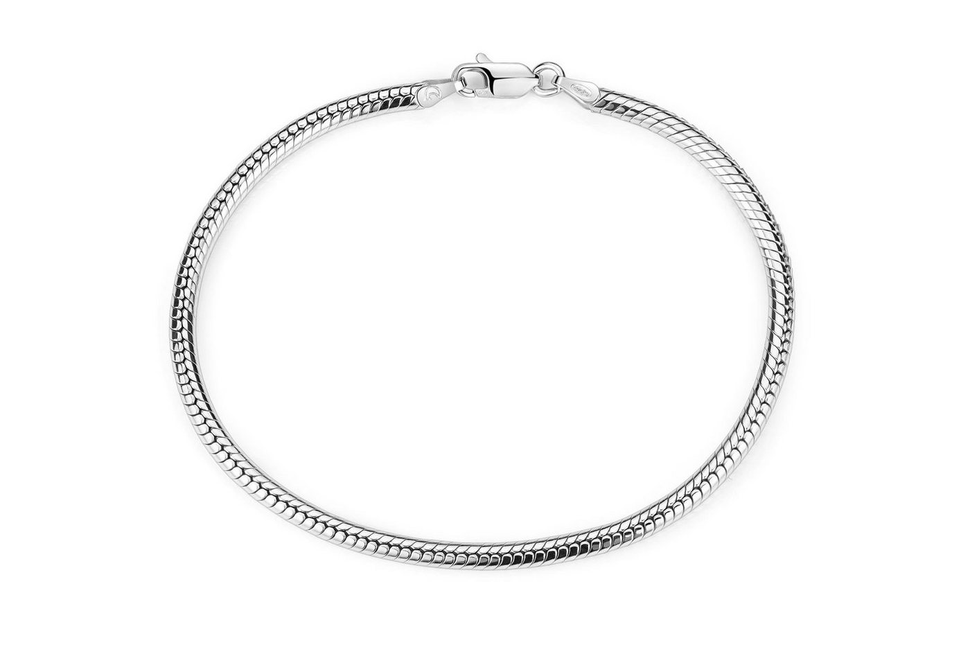 Materia Armband Damen Herren Silber Schlangenkette Beads-Armband SA-7, 925 Sterling Silber, rhodiniert von Materia