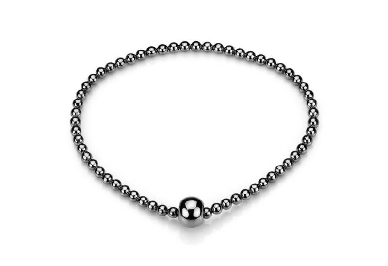 Materia Armband Damen Kugeln Stretcharmband Schwarz SA-86, 925 Sterling Silber, schwarz rhodiniert von Materia