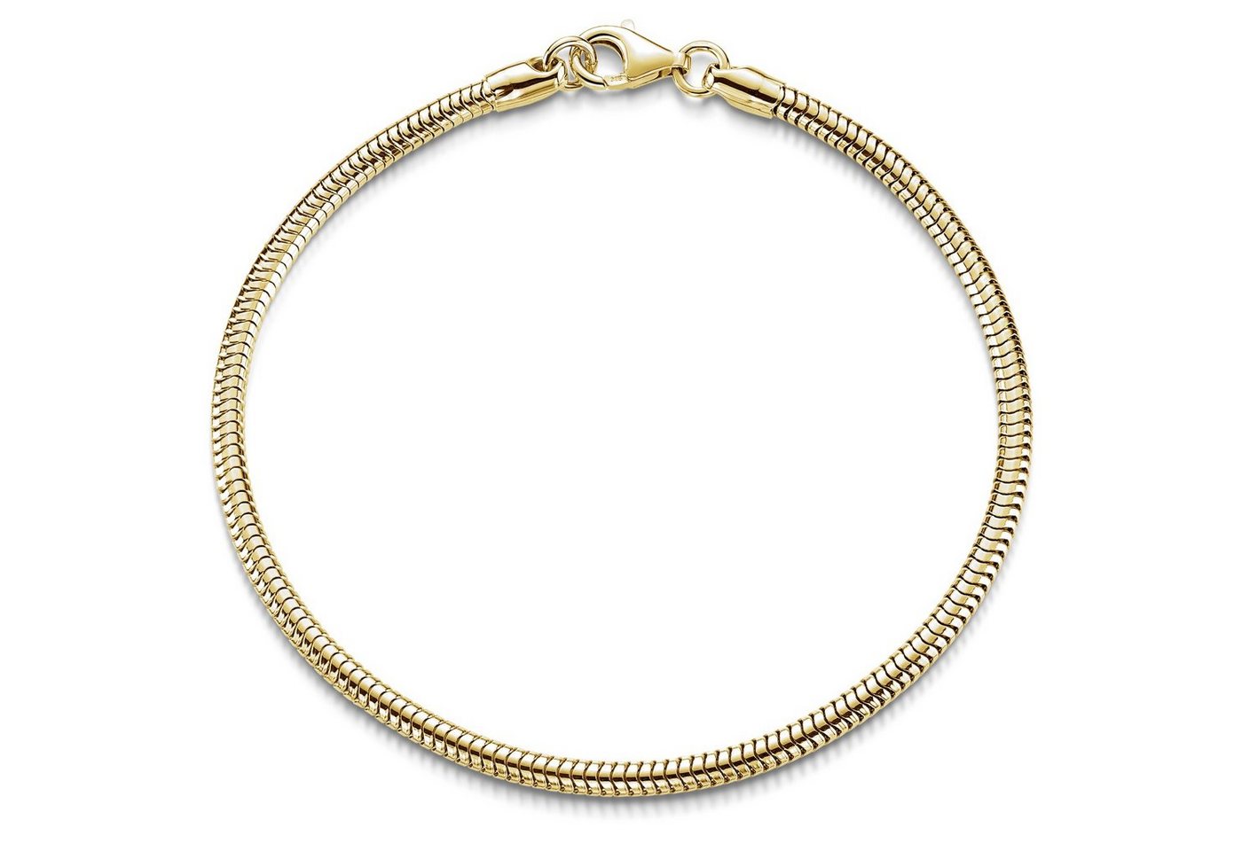 Materia Armband Damen Schlangenkette Gold 3mm SA-143, Sterlingsilber, vergoldet von Materia