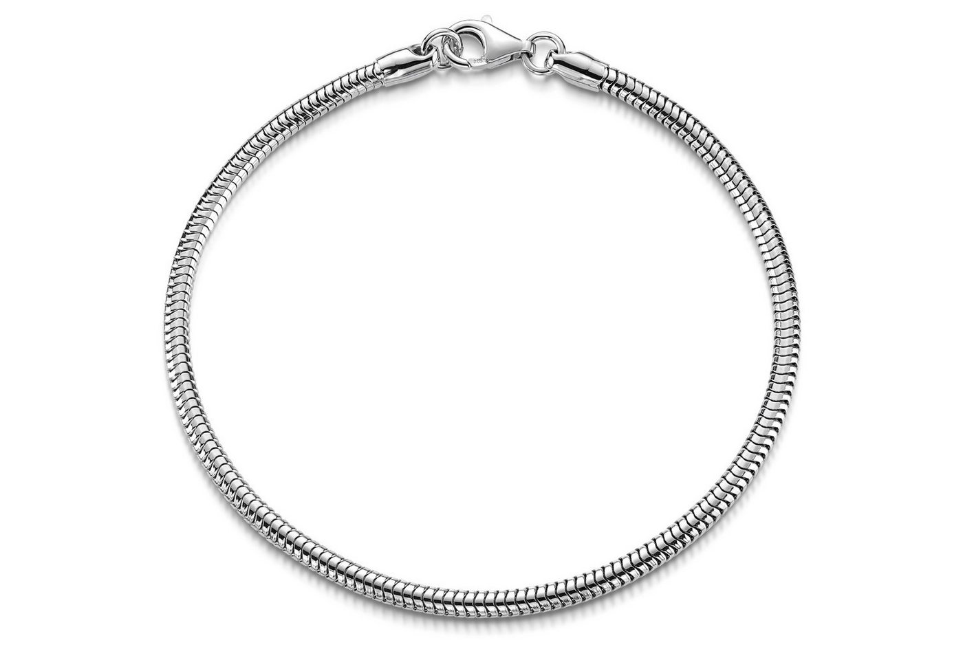 Materia Armband Herren Damen Schlangenkette 3mm SA-141, 925 Sterling Silber, rhodiniert von Materia