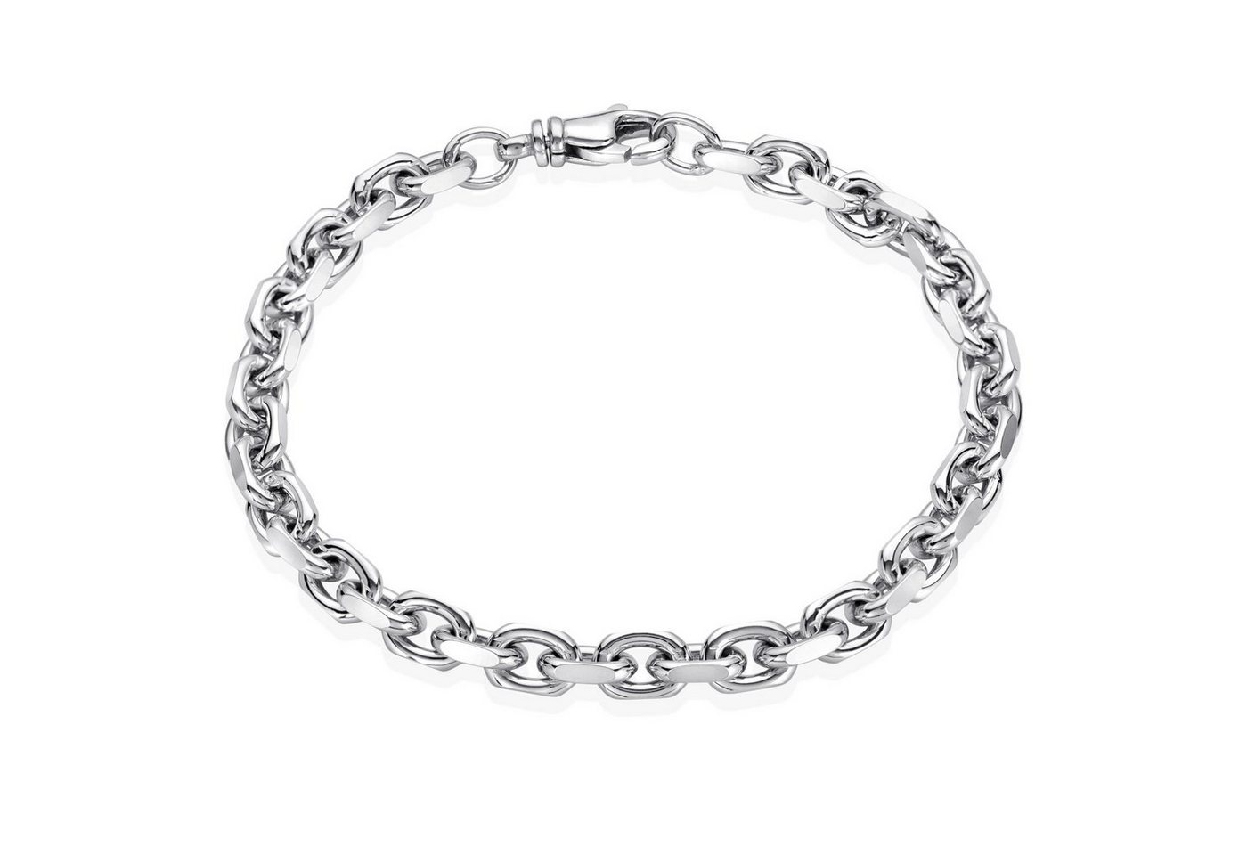 Materia Armband Herren Silber Ankerkette diamantiert 6mm SA-89, 925 Sterling Silber, rhodiniert von Materia