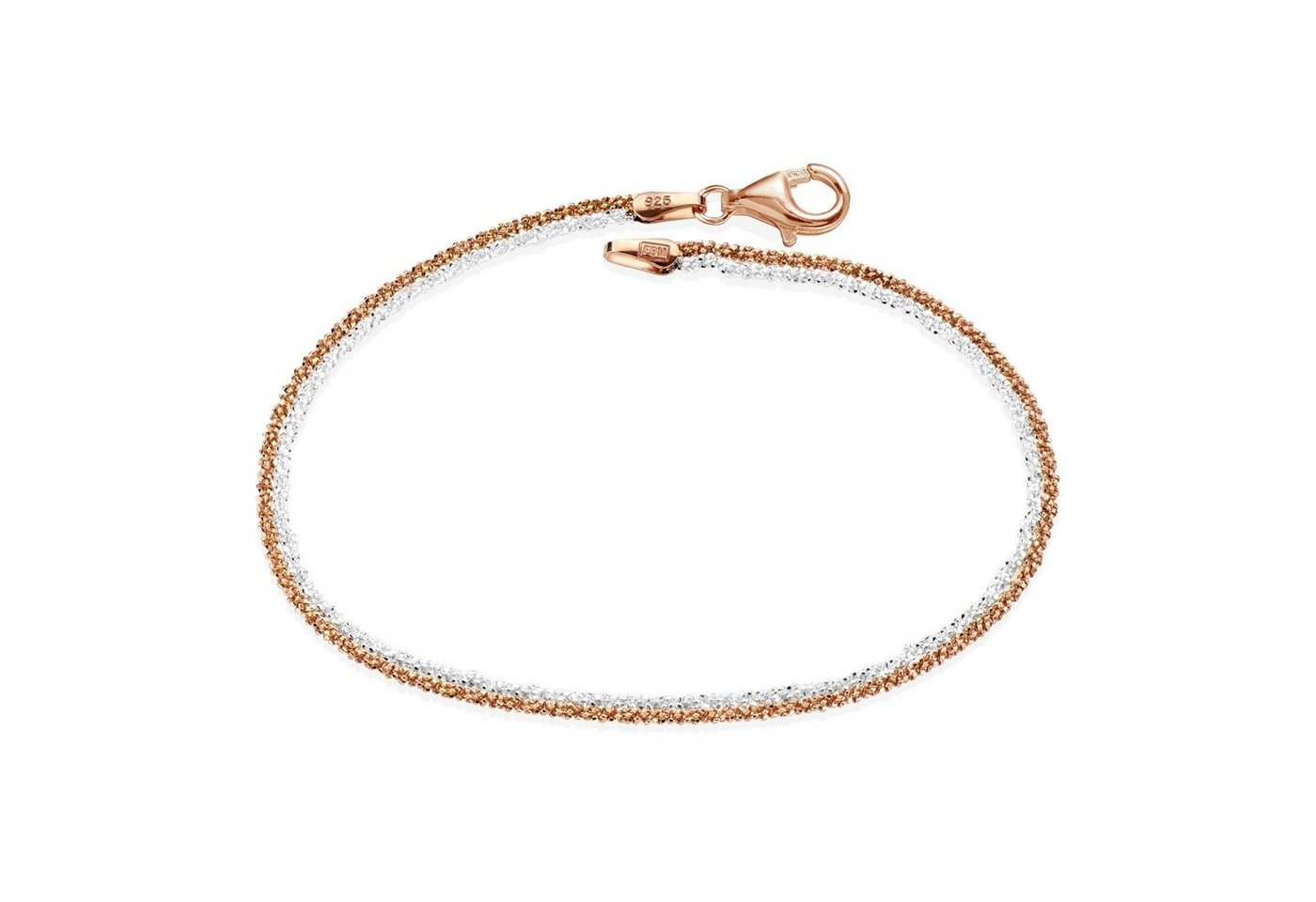 Materia Armkette Damen Criss Cross Rosegold Silber SA-103, Sterlingsilber von Materia