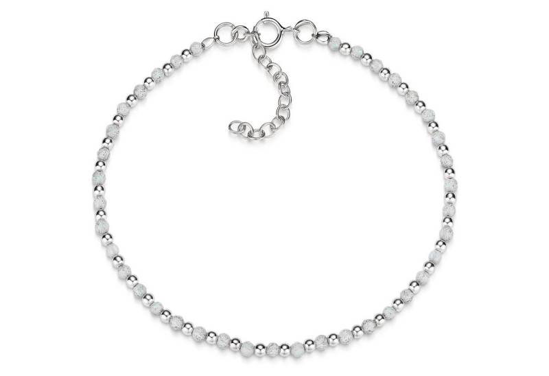 Materia Armkette Damen Edelstein Labradorit weiß SA-151, 925 Sterling Silber, größenverstellbar von Materia