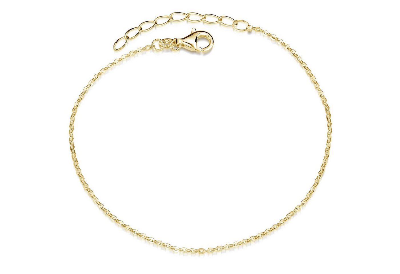 Materia Armkette Damen Gold Ankerkette Ø1mm 18-21cm SA-124, 925 Sterling Silber, vergoldet von Materia