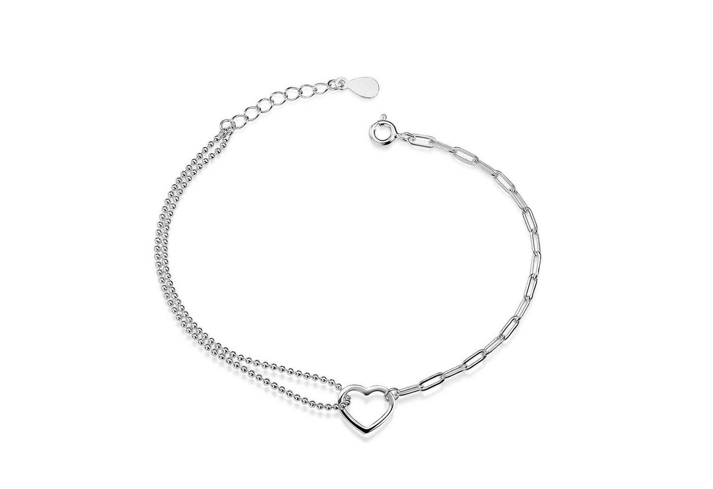 Materia Armkette Damen Herz Armband Silber längenverstellbar SA-6, 925 Sterling Silber von Materia